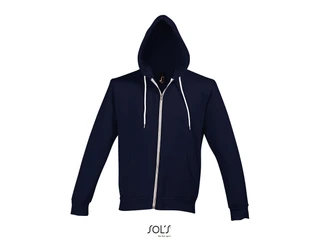 Unisex hooded zipped jacket with white contrasted drawstring 