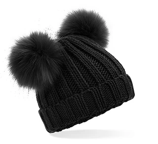 Infant Faux Fur Double Pom Pom Beanie