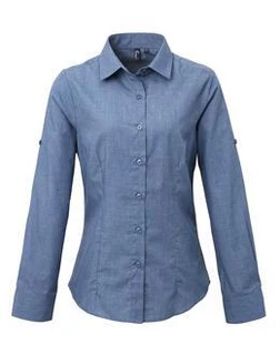 Women's Cross-dye Roll Sleeve Poplin Bar Shirt PR317